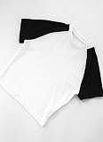 Contrast Color Round Neck Belly-Baring Short-Sleeved Top Tight Shorts Two-Piece Set