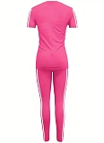 Love Heart Printed Round Neck Top Trousers Fashion Casual Women'S Two-Piece Set