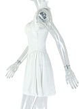 Fashion Solid Color Sexy Deep V-Neck Strapless Sleeveless Hip Dress For Women
