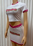 Street Letter Print Hot Girl Navel Top Sexy Hip Skirt Two-Piece Set