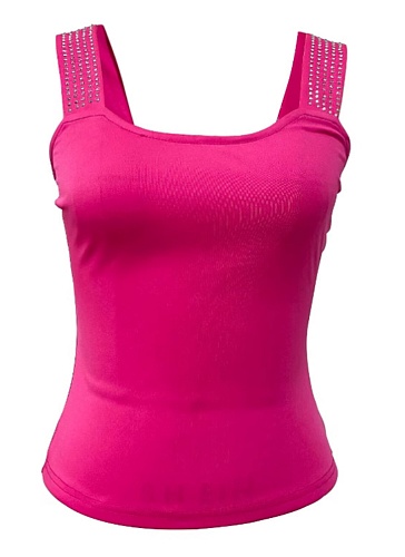 Sexy Rose Red Perm Diamond Slim Fit Sports Vest