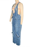 Women's fashion high-waisted denim wide-leg jumpsuit SH-391400