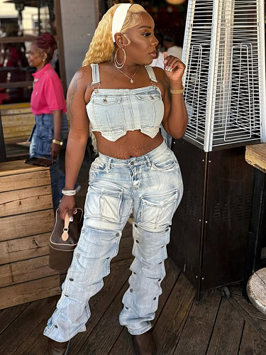 2025 Fashion Multi-pockets Straight Jeans SH-391383