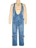 Women's fashion high-waisted denim wide-leg jumpsuit SH-391400
