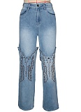 Women'S Casual Embroidery Straight Jeans Wholesale SH-391349