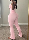 Contrast Color Vest Cross Flared Pants Yoga Running Fitness Yoga Clothes Two Piece Set ASL-6789