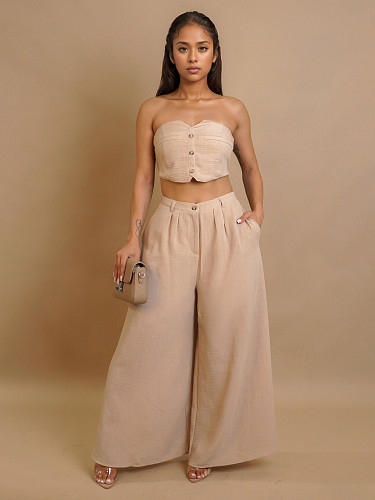 Fashion Pink Wide Leg Tank Top Pant Set ZS-0752