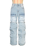 2025 Fashion Multi-pockets Straight Jeans SH-391383