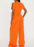 Women's Sports Zipper Top Button Loose Pocket Wide Leg Pants Two-Piece Set ASL-6795