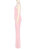 Contrast Color Vest Cross Flared Pants Yoga Running Fitness Yoga Clothes Two Piece Set ASL-6789