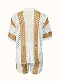 Sexy Lady's Cut-out See-through lapel knitted shorts set SH-391206