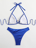 Women's U-shaped diamond-shaped two-piece swimsuit Sexy Bikini Blue MJ-1009
