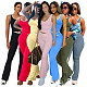 Contrast Color Vest Cross Flared Pants Yoga Running Fitness Yoga Clothes Two Piece Set ASL-6789