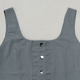 Gray Elegant Casual Three-Dimensional Large Pocket Sleeveless Dress NY-3603
