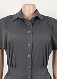 Casual Lapel Sleeveless Button-Down Waisted Overalls Jumpsuit Women NY-3658