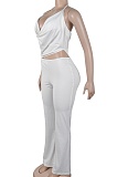Sexy Slim Elastic Hollow Ring Halter Neck Solid Color Jumpsuit NY-3675