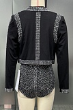 Black Elegant Rhinestone Jacket Camisole Rhinestone Shorts Three-Piece Suit NY-3508