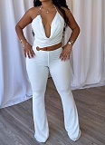 Sexy Slim Elastic Hollow Ring Halter Neck Solid Color Jumpsuit NY-3675