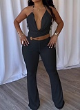 Sexy Slim Elastic Hollow Ring Halter Neck Solid Color Jumpsuit NY-3675