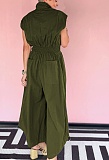 Casual Lapel Sleeveless Button-Down Waisted Overalls Jumpsuit Women NY-3658