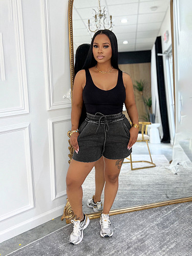 Casual women solid color crop top and shorts 2 pieces suits SFY-727