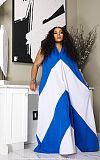 Fashionable And Comfortable V-Neck Contrast Color Loose Sleeveless Holiday Dress For Women SFY-673