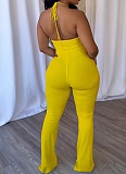 Sexy Slim Elastic Hollow Ring Halter Neck Solid Color Jumpsuit NY-3675
