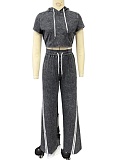 Sexy Casual Stretch Hooded Washed Top And Trousers Two-Piece Set NY-3652
