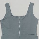 Gray Elegant Casual Three-Dimensional Large Pocket Sleeveless Dress NY-3603