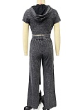 Sexy Casual Stretch Hooded Washed Top And Trousers Two-Piece Set NY-3652