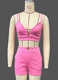 Elegant V-Neck Vest Lapel Suit Cardigan Solid Color Shorts Three-Piece Suit NY-3538