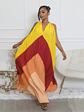 Fashionable And Comfortable V-Neck Contrast Color Loose Sleeveless Holiday Dress For Women SFY-673