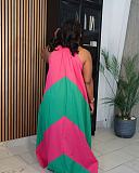 Fashionable And Comfortable V-Neck Contrast Color Loose Sleeveless Holiday Dress For Women SFY-673