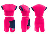 Women's casual denim patchwork short-sleeved top and shorts two-piece set SFY-2808