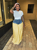 Women's striped denim checkered high-waisted loose wide-leg trousers SFY-737
