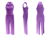 Summer Sleeveless Tops Pleated Loose Trousers Solid Color Two-Piece Suit For Women SFY-2807