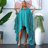 Women's solid color smock irregular bat sleeve blouse dress YF-10324
