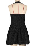 Sexy Backless Halter Neck Flocked Dress Wholesale AIL-305