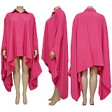 Women's solid color smock irregular bat sleeve blouse dress YF-10324