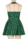 Sexy Backless Halter Neck Flocked Dress Wholesale AIL-305