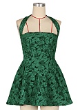 Sexy Backless Halter Neck Flocked Dress Wholesale AIL-305