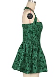 Sexy Backless Halter Neck Flocked Dress Wholesale AIL-305