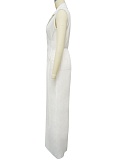 Solid Color Sleeveless Waisted Linen Casual Wide-Leg Jumpsuit For Women YF-20211