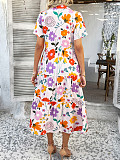 Casual Bohemian vacation high-waisted geometric color-blocking long dress LDG-D2523050
