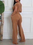 Sexy U-Neck Short Top And Wide-Leg Pants Two-Piece Set YF-10826