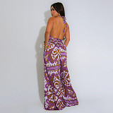 Fashion printed women sexy backless loose long jumpsuit YF-20162