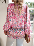 Bohemian printed lace-up long-sleeved shirt for summer 2025 LDG-K2322179