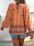 Bohemian printed lace-up long-sleeved shirt for summer 2025 LDG-K2322179
