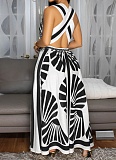 Women'S Sexy Deep V Sleeveless Printed Dress YF-20167