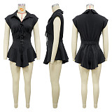Fashionable women's solid color drawstring sexy romper short skirt YF-20186
